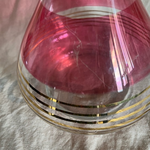 MCM decanter and small glass or bud vase. Beautiful gold and pink.  Compliment - Picture 10 of 10